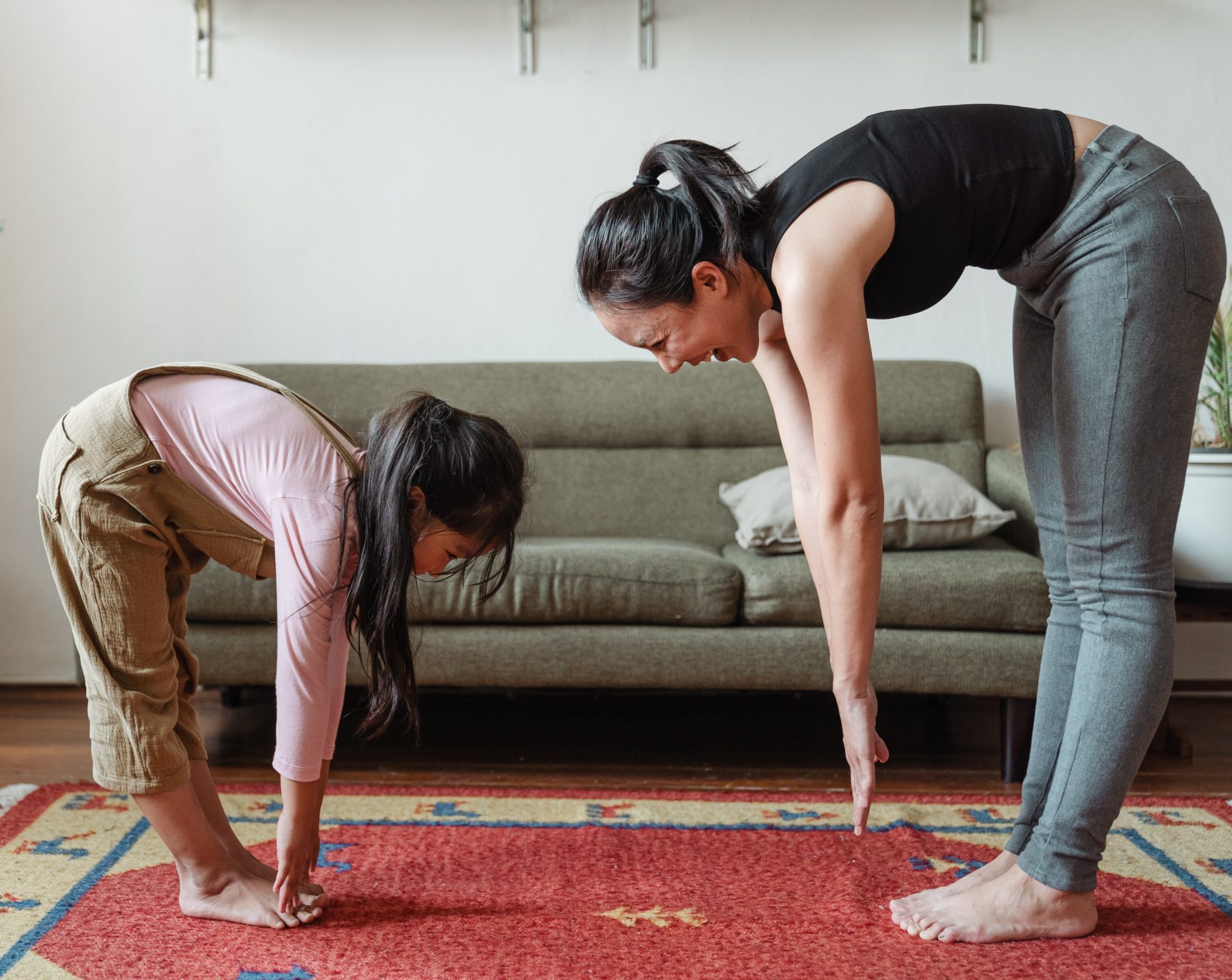 Mother and Daughter stretching